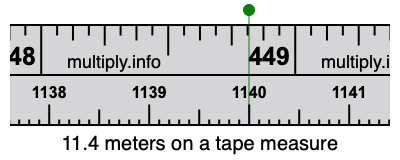 11.4 meters on a tape measure