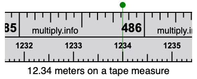 12.34 meters on a tape measure