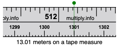 13.01 meters on a tape measure