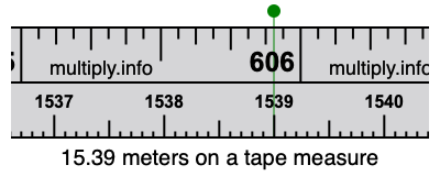 15.39 meters on a tape measure