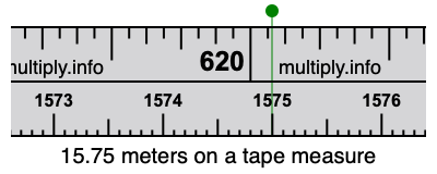 15.75 meters on a tape measure