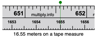 16.55 meters on a tape measure