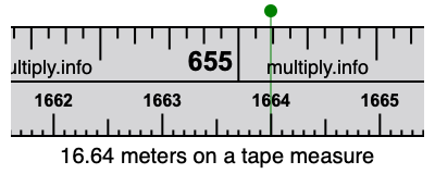 16.64 meters on a tape measure