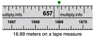 16.69 meters on a tape measure