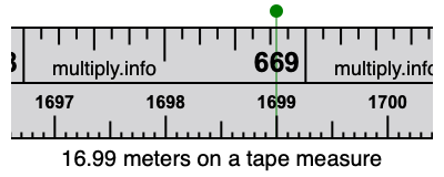 16.99 meters on a tape measure