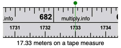 17.33 meters on a tape measure