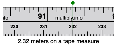 2.32 meters on a tape measure