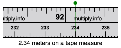 2.34 meters on a tape measure