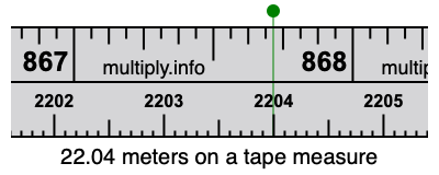 22.04 meters on a tape measure