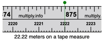 22.22 meters on a tape measure