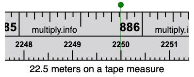 22.5 meters on a tape measure
