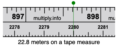 22.8 meters on a tape measure