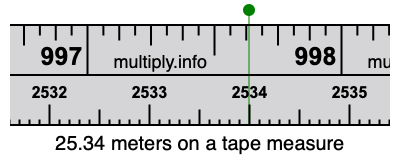 25.34 meters on a tape measure