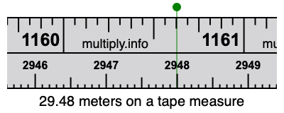 29.48 meters on a tape measure