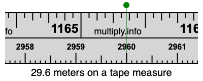 29.6 meters on a tape measure