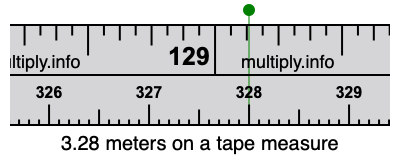 3.28 meters on a tape measure