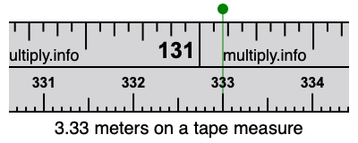 3.33 meters on a tape measure