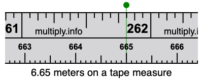 6.65 meters on a tape measure