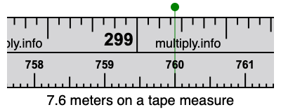 7.6 meters on a tape measure