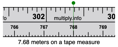 7.68 meters on a tape measure