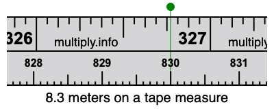 8.3 meters on a tape measure