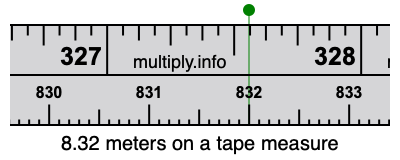 8.32 meters on a tape measure