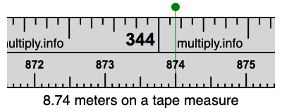 8.74 meters on a tape measure