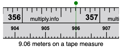 9.06 meters on a tape measure
