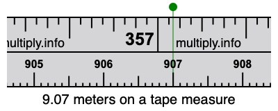 9.07 meters on a tape measure