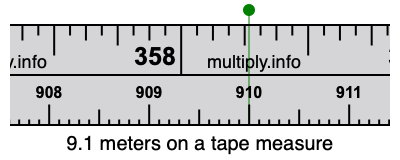 9.1 meters on a tape measure