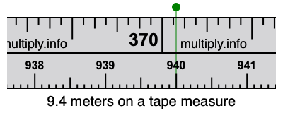 9.4 meters on a tape measure