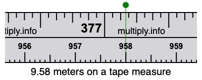 9.58 meters on a tape measure