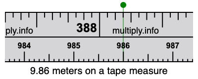 9.86 meters on a tape measure