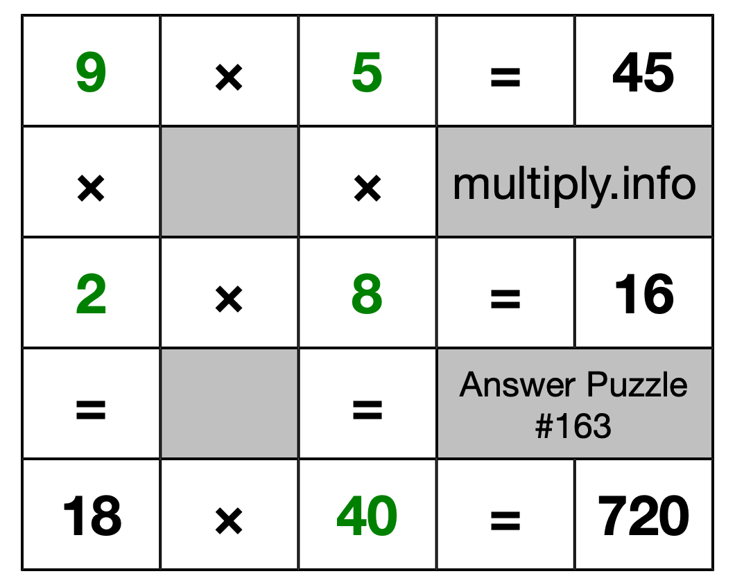 Solution to Multiplication Puzzle #163
