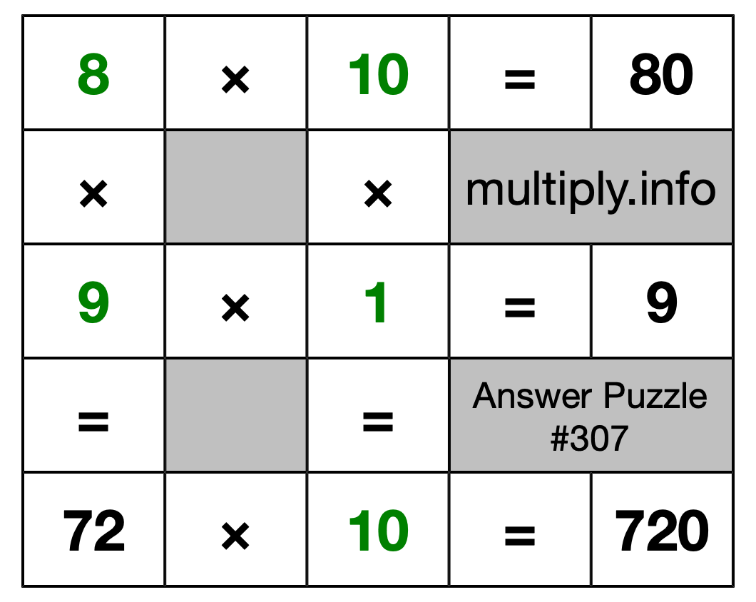 Solution to Multiplication Puzzle #307