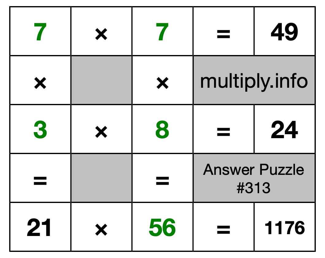 Solution to Multiplication Puzzle #313