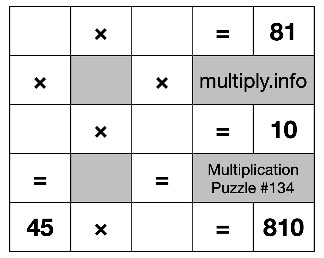 Multiplication Puzzle #134